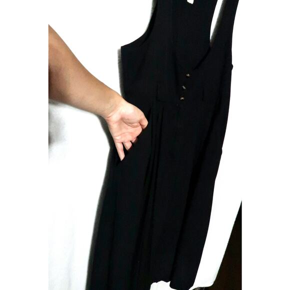 Ciao 1990’s Vintage Rare Plunging Necklines Blach 3 Button Halter Dress Medium - Picture 5 of 7